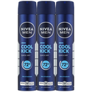 Nivea Men Cool Kick Quick Dry Anti-Perspirant Spray, 6.76oz (200ml) (Pack of 3)
