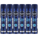 Nivea Men Cool Kick Quick Dry Anti-Perspirant Spray, 6.76oz (200ml) (Pack of 6)