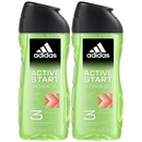 Adidas Active Start Shower Gel 3-in-1 Body Hair Face, 8.4oz (250ml) (Pack of 2)