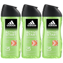 Adidas Active Start Shower Gel 3-in-1 Body Hair Face, 8.4oz (250ml) (Pack of 3)