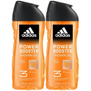 Adidas Power Booster Shower Gel 3-in-1 Body Hair Face 8.4oz (250ml) (Pack of 2)