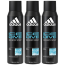 Adidas Ice Dive Deodorant Body Spray - Cool & Aquatic, 5oz. (150ml) (Pack of 3)