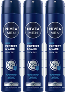 Nivea Men Protect & Care Quick Dry Anti-Transpirant Spray, 200ml (Pack of 3)
