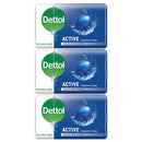 3 Count x Dettol Active Antibacterial Soap Bar, 3.5oz (100g)