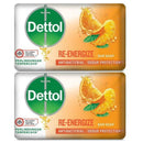 2 Count x Dettol Re-Energize Antibacterial Soap Bar, 3.5oz (100g)