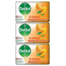 3 Count x Dettol Re-Energize Antibacterial Soap Bar, 3.5oz (100g)