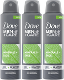 3 Pack x Dove Men+Care Minerals + Sage 48Hr Deodorant Body Spray 5oz (150ml)