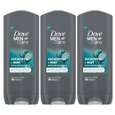 3 Count x Dove Men Eucalyptus + Mint Body Face & Hair Wash, 13.52oz (400ml)
