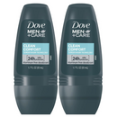 2 Pack x Dove Men+Care Clean Comfort 24H Aluminum Free Deodorant, 1.7oz
