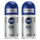 2 Pack x Nivea Men Silver Protect 72H Anti-Perspirant Roll-On, 1.7oz (50ml)