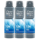 3 Pack x Dove Men Cool Fresh 72H Anti-Perspirant Deodorant Spray, 5oz 150ml
