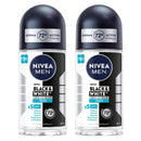 2 Pack x Nivea Men Black & White Invisible Fresh 72H Roll-On, 1.7oz (50ml)