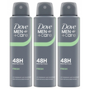 3 Pack x Dove Men Fresh 48H Anti-Perspirant Deodorant Spray, 5oz (150ml)