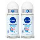 2 Pack x Nivea Hijab Cool Bright & Cool HALAL 72H Roll-On, 1.7oz (50ml)