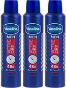 3 Pack x Vaseline Men Active Dry Anti-Perspirant Spray, 8.45oz (250ml)