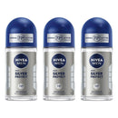 3 Pack x Nivea Men Silver Protect 72H Anti-Perspirant Roll-On, 1.7oz (50ml)
