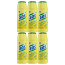 6 Pack x S.O.S Lemon Fresh Scent w/ Clorox Bleach Powder Cleanser, 21 oz.