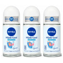 3 Pack x Nivea Hijab Cool Bright & Cool HALAL 72H Roll-On, 1.7oz (50ml)