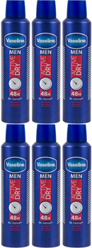 6 Pack x Vaseline Men Active Dry Anti-Perspirant Spray, 8.45oz (250ml)