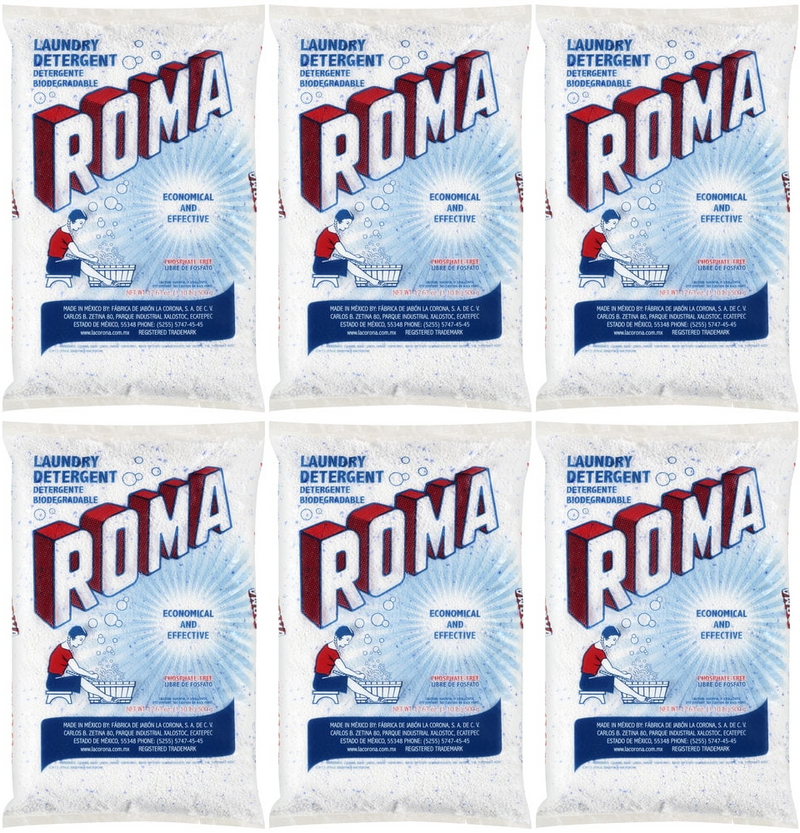 Roma Laundry Powder Laundry Detergent, 17.63oz (500g) (Pack of 6)