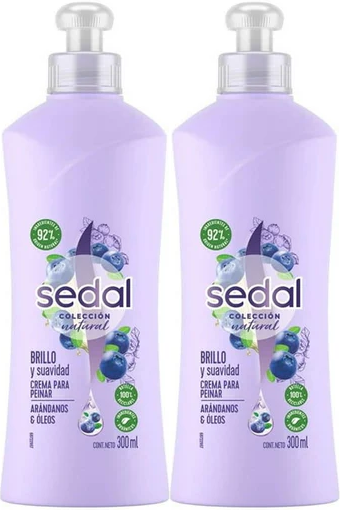 Sedal Brillo y Suavidad Arándano y Oleos Crema Para Peinar, 300ml (Pack of 2)