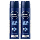 2 Pack x Nivea Men Cool Kick Quick Dry 72 Hour Deodorant Spray, 5oz. (150ml)