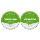 2 Pack x Vaseline Aloe Lip Therapy Tin - Soothes Dry Lips, 20g (0.17oz)
