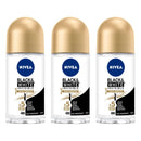 3 Pack x Nivea Black & White Invisible Silky Smooth Roll-On, 1.7oz (50ml)