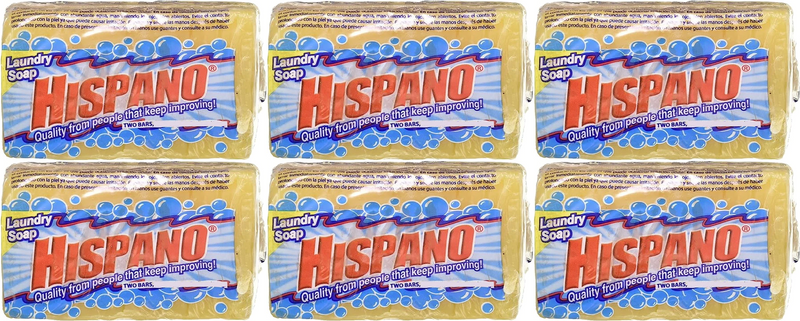 Hispano Jabon Laundry Soap - Rectangle Bar (2 Pack), 10.58oz (300g) (Pack of 6)