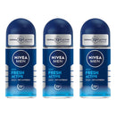 3 Pack x Nivea Men Fresh Active 72H Anti-Perspirant Roll-On, 1.7oz (50ml)