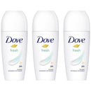 Dove Fresh 48 Hour Anti-Perspirant Roll On Deodorant, 1.7oz. (50ml) (Pack of 3)