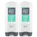 2 Count x Dove Men Sensitive Skin Friendly pH Body Face & Hair Wash, 13.52oz