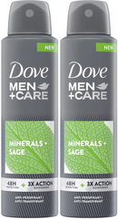 2 Pack x Dove Men+Care Minerals + Sage 48Hr Deodorant Body Spray 5oz (150ml)
