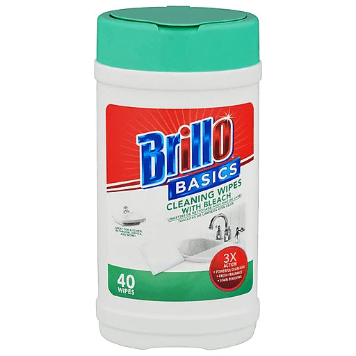 Brillo Basics Cleaning Wipes With Bleach, 40 Wipes