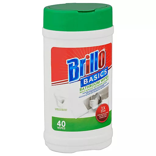 Brillo Basics Bathroom Wipes Multi Surface Bathroom Cleaner 40 Wipe