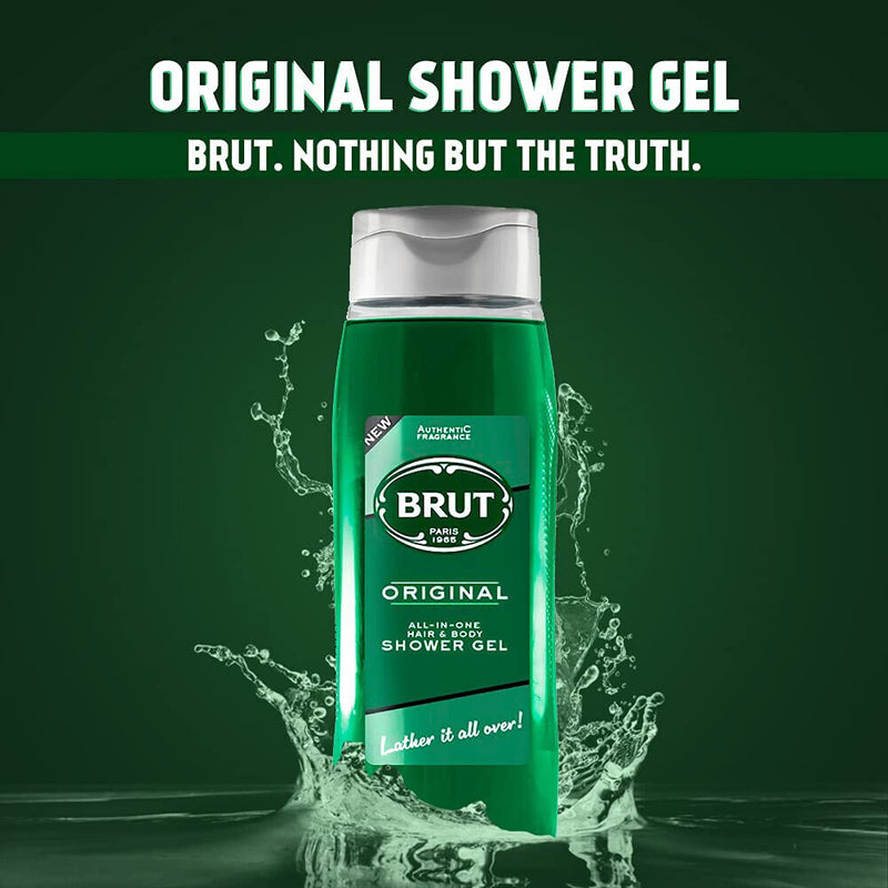 Brut Original All-in-One Hair & Body Shower Gel, 16.9oz (Pack of 2)
