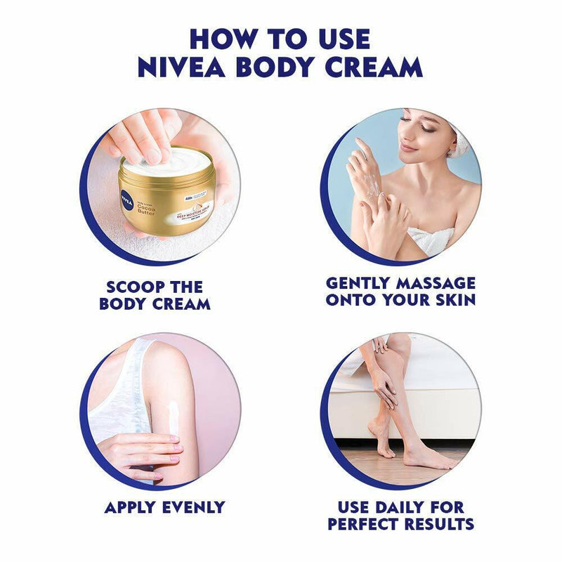 Nivea Body Cream Cocoa Butter With Vitamin E, 250ml (Pack of 12)