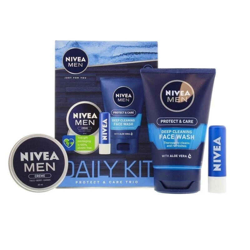 Nivea Men Protect & Care Trio Daily Kit (Face Wash, Creme, Lip Balm) (Pack of 2)