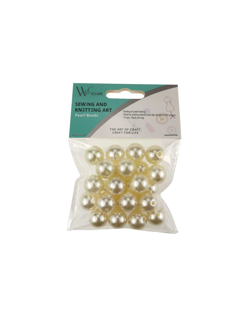 Sewing 14mm Pearl Beads, 25-ct