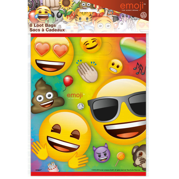 Rainbow Fun Emoji Loot Bags, 8ct
