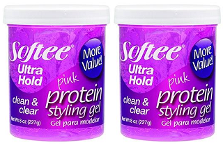 Softee Ultra Hold Pink Protein Styling Gel, 8 oz. (Pack of 2)