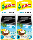 Little Trees Vent Wrap Air Freshener, Caribbean Colada, 4 ct. (Pack of 2)
