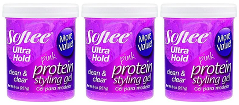 Softee Ultra Hold Pink Protein Styling Gel, 8 oz. (Pack of 3)