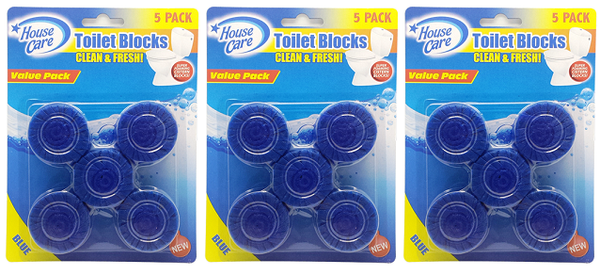 House Care Blue Toilet Bowl Blocks Clean & Fresh, 5 Ct. (Pack of 3)