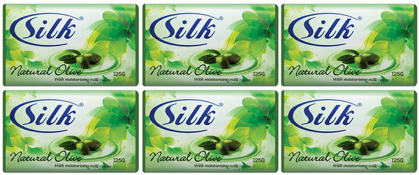 Silk Natural Olive Moisturizing Milk Cream Beauty Bar Soap, 3 Pack (Pack of 6)