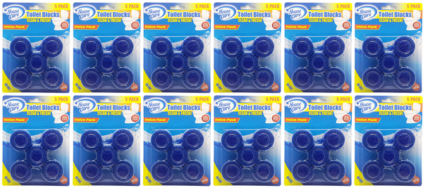 House Care Blue Toilet Bowl Blocks Clean & Fresh, 5 Ct. (Pack of 12)