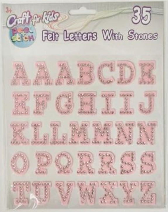 Craft for Kids Felt Letters with Stones, Pink Color