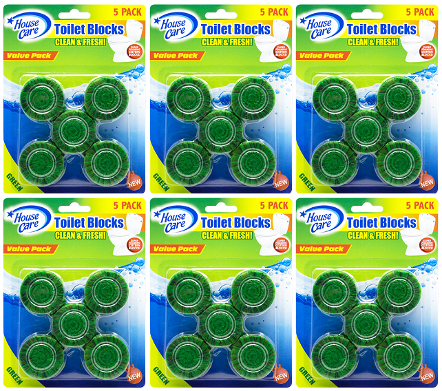 House Care Green Toilet Bowl Blocks Clean & Fresh, 5 Ct. (Pack of 6)