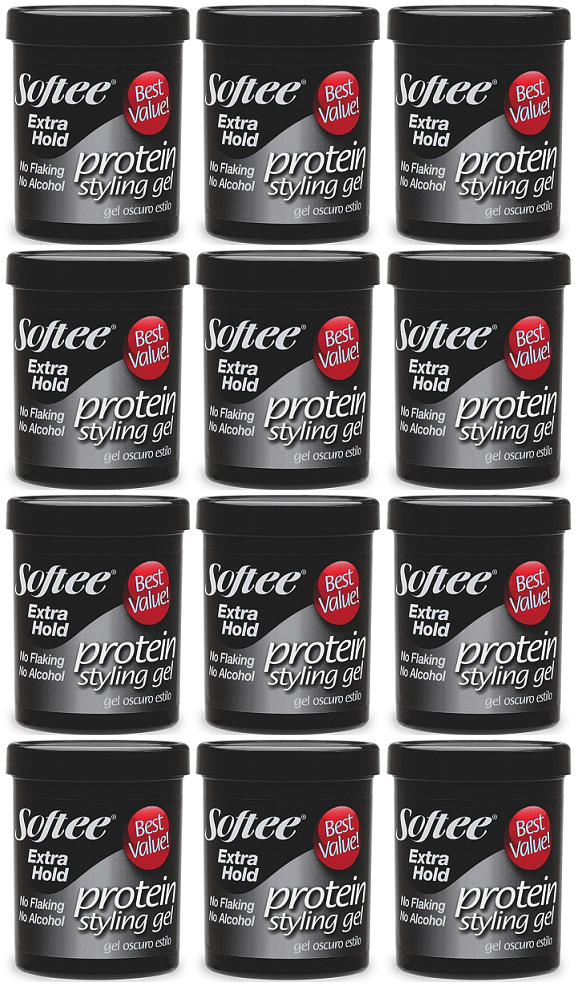 Softee Extra Hold Protein Styling Gel, 8 oz. (Pack of 12)