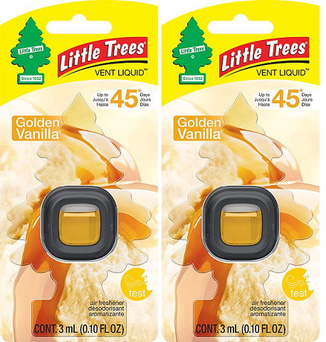 Little Trees Golden Vanilla Scent Air Freshener Vent Liquid, 3 ml (Pack of 2)